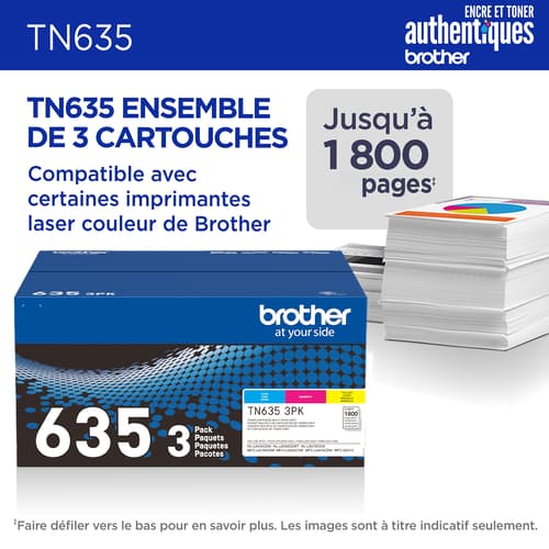 Brother authentique TN6353PK Ensemble de 3 cartouches de toner, cyan, magenta et jaune