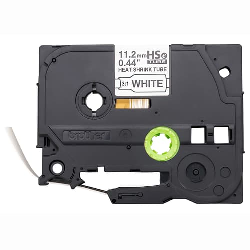 Brother HSe-231E Ruban pour tubes thermorétractables authentique blanc avec texte noir de 11,2 mm (0,44 po) [ratio de rétraction de 3:1]
