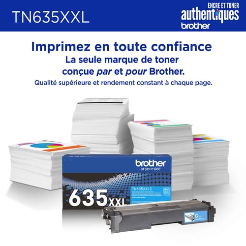 Brother authentique TN635XXLC Cartouche de toner cyan à très haut rendement