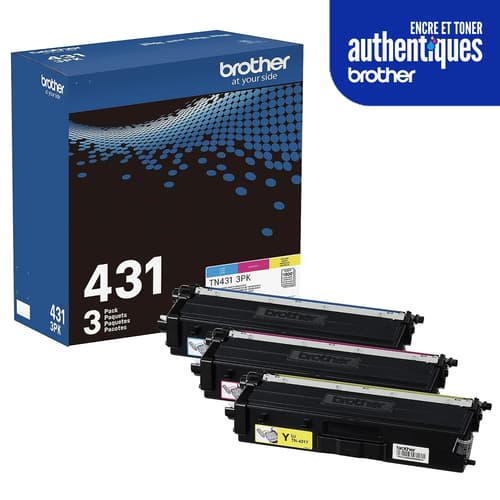 Brother TN431 Ensemble de 3 cartouches de toner couleur authentiques à rendement standard