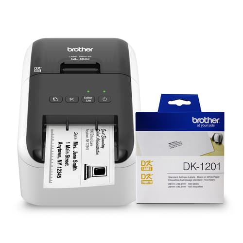Brother R800DK1201BUND Imprimante d étiquettes QL800 haute vitesse professionnelle, remise à neuf et ensemble d étiquettes d adresse standard DK1201
