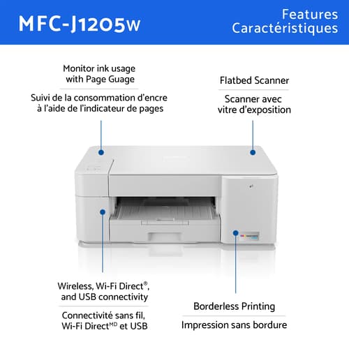 Brother INKvestment Tank MFC-J1205W Imprimante multifonction à jet d’encre couleur avec impression mobile