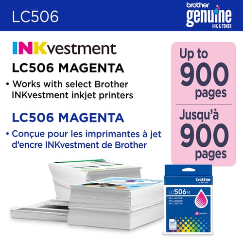 Brother LC506MS Cartouche d’encre magenta authentique à rendement standard