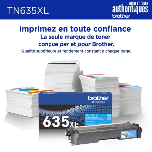 Brother authentique TN635XLC Cartouche de toner cyan à haut rendement