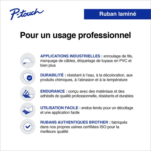 Brother TZeSL261 Ruban autocollant blanc avec texte noir authentique pour étiqueteuses P-touch, 36 mm de largeur x 8 m de longueur