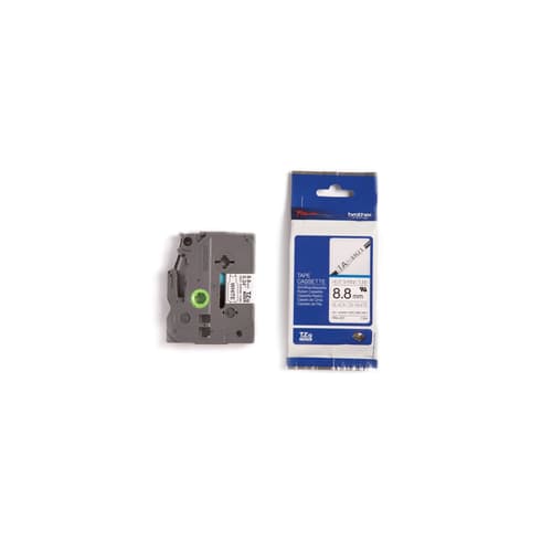 Brother HSE221 Tube thermorétractable blanc avec texte noir 8,8 mm x 1,5 m