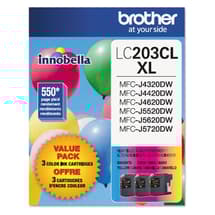 Brother LC2033PKS Ensemble de 3 cartouches d'encre couleur Innobella (1 de chaque couleur : cyan, magenta et jaune) à haut rendement (série XL)