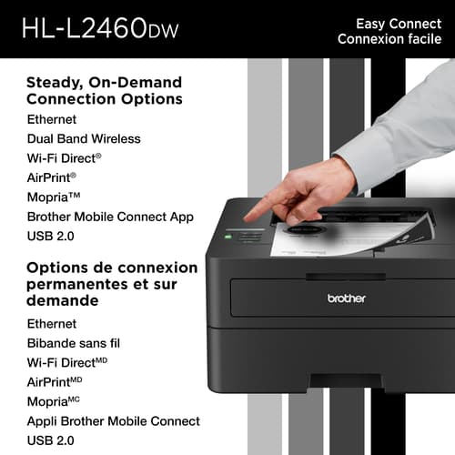 Brother HL-L2460DWXL Imprimante laser monochrome pour bureau compatible avec l’Abonnement Refresh, avec impression mobile et recto verso et cartouche de 4 200 pages