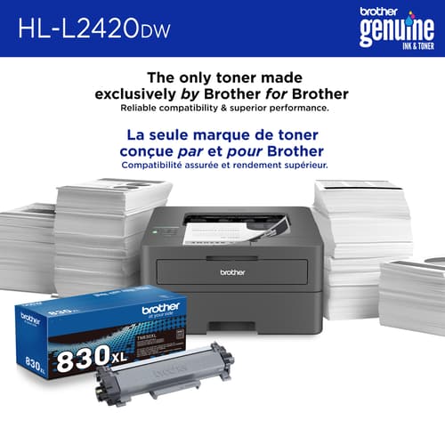 Brother HL-L2420DW Imprimante laser monochrome compacte sans fil avec fonction d’impression recto verso et impression à partir d’appareils mobiles.