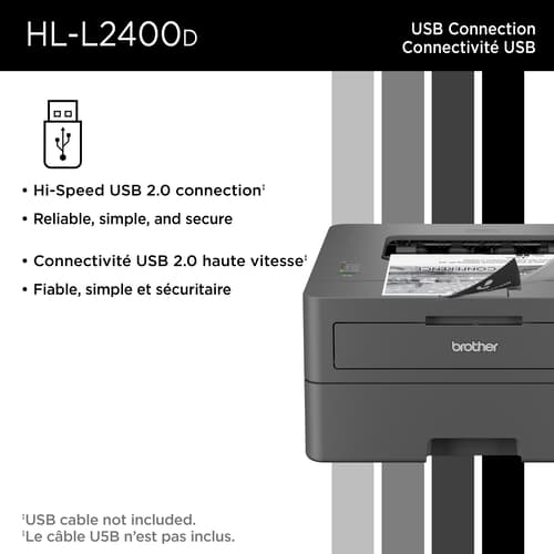 Brother HL-L2400D Imprimante laser monochrome avec cartouche de toner de 700 pages pour bureaux à domicile