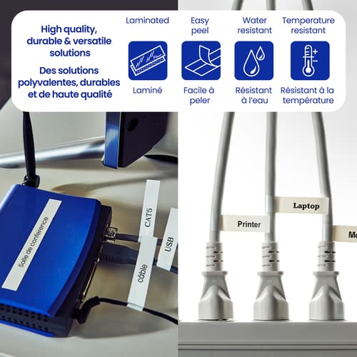 Brother TZe-FX231 Ruban d’identification flexible laminé blanc avec texte noir pour étiqueteuses P-touch, 12 mm x 8 m