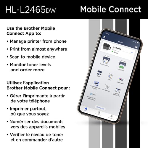 Brother HL-L2465DW Imprimante multifonction laser monochrome sans fil compacte compatible avec l’Abonnement Refresh