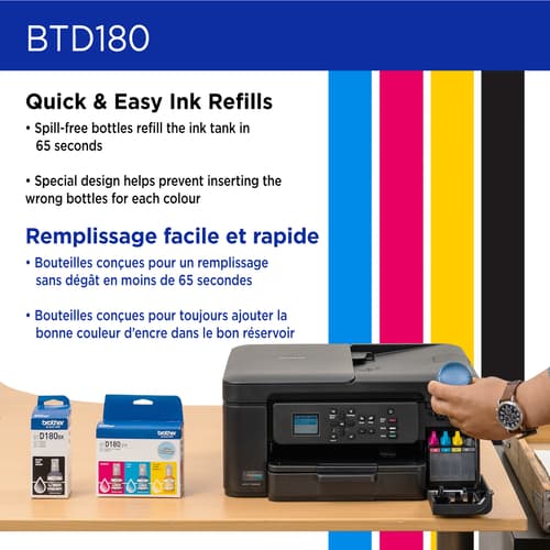 Brother BTD180CS Bouteille d’encre cyan authentique à haut rendement
