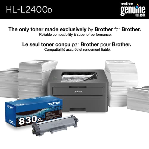 Brother HL-L2400D Imprimante laser monochrome avec cartouche de toner de 700 pages pour bureaux à domicile