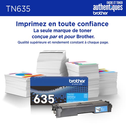 Brother authentique TN635C Cartouche de toner cyan à rendement standard