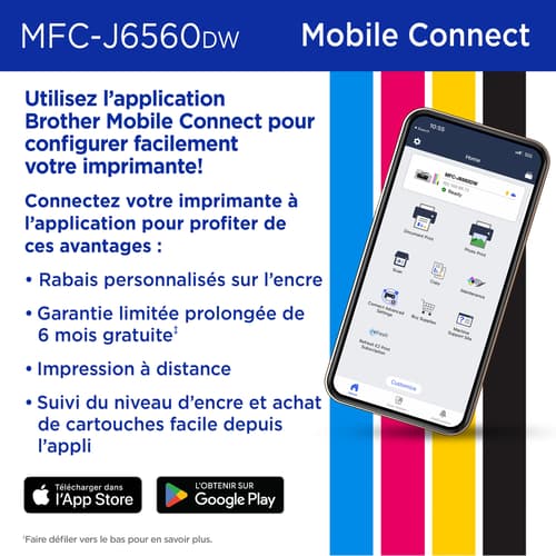 Brother MFC-J6560DW Imprimante tout-en-un à jet d’encre couleur sans fil INKvestment avec impression au format 11 po x 17 po et écran tactile couleur de 2,7 po