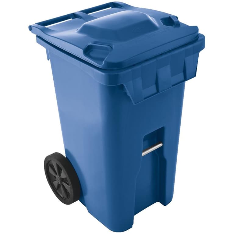 240L Blue American Grip Curbside Garbage Can, with 10" Wheels Home