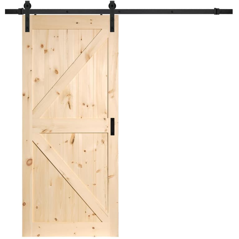 36 X 84 K Frame Unfinished Sliding Pine Barn Door With Hardware