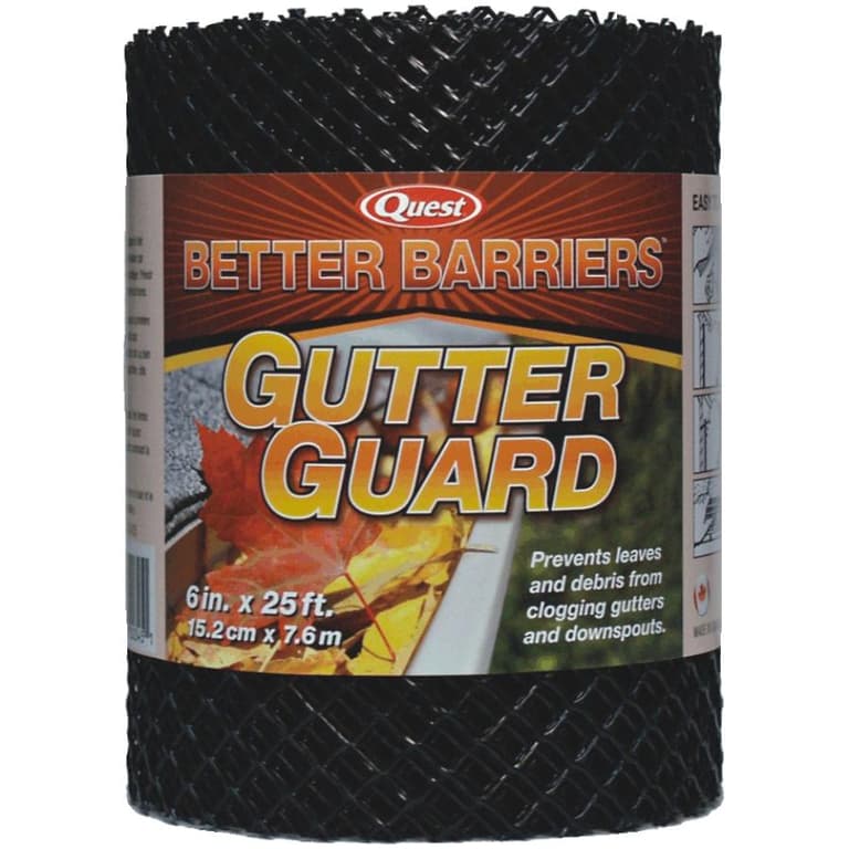 Quest Brands 6"x25' Black Poly Gutter Guard Home Hardware