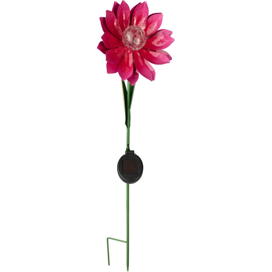 MOONRAYS Metal and Crackle Ball Flower Solar Garden Stake | Home