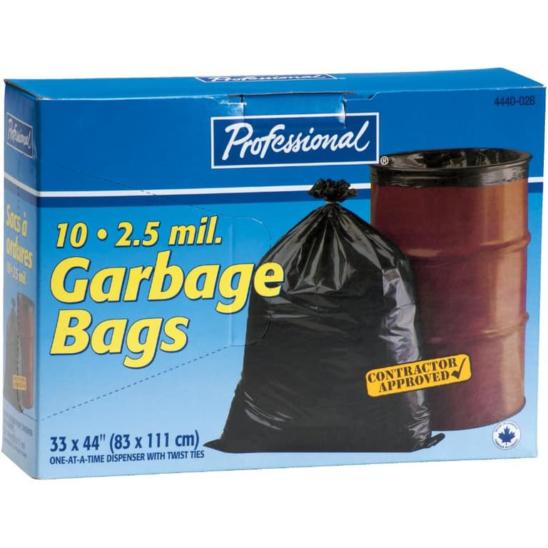 10 Pack 33" x 44" Black Contractor Garbage Bags Home Hardware