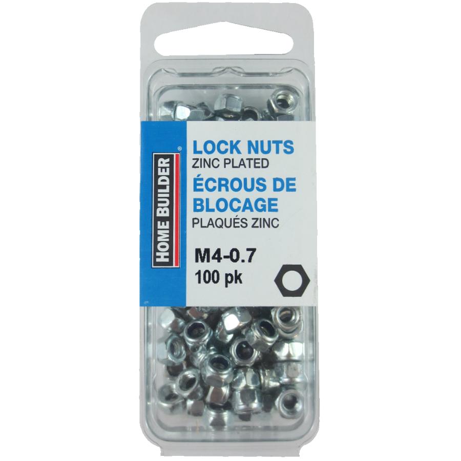 M4 Nylock Nuts Zinc Plated 100 Pack 