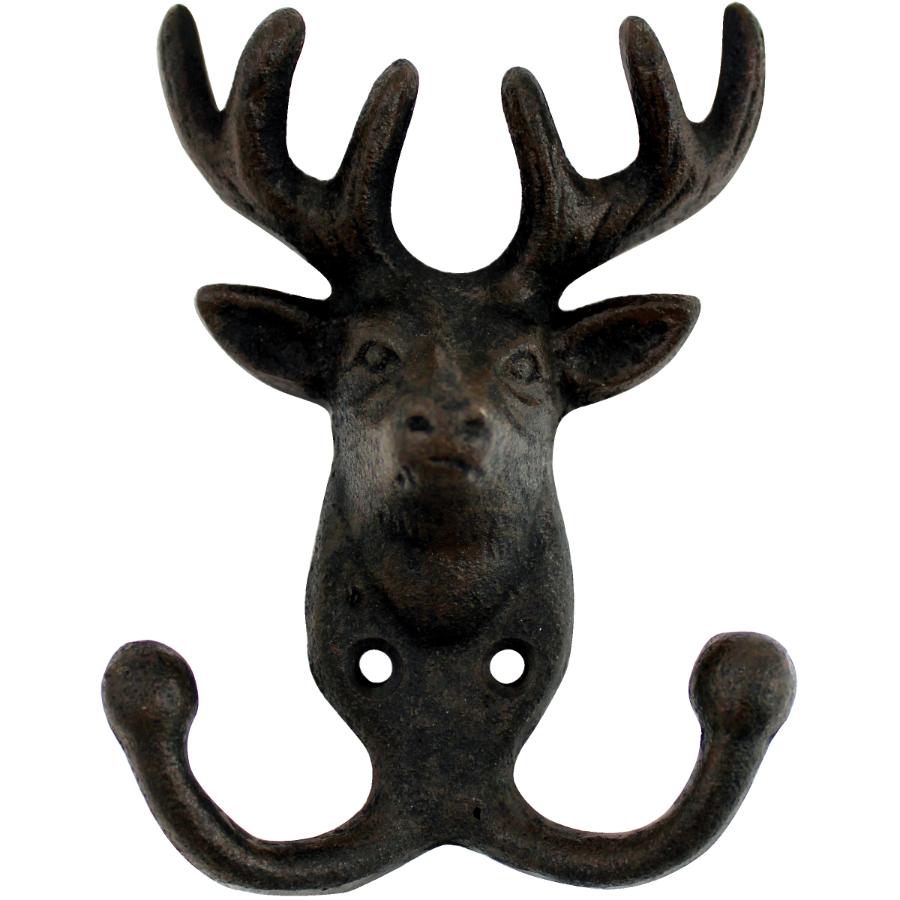 Coat Hooks Cast Iron Stag Antler Hanger Heavyweight Wall Mounted 33cm x 10cm 