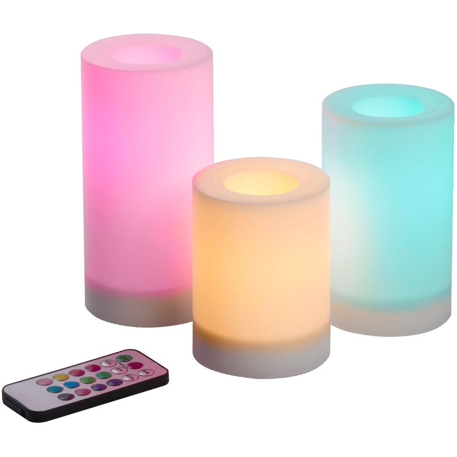 INGLOW Tall 8" Flameless Color Changing Indoor Outdoor Candle w Candlelight Mode 