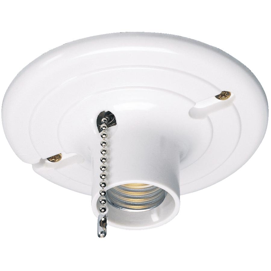 Eaton White Ceiling Light Holder With, Ceiling Lamp Holder With Pull Chain