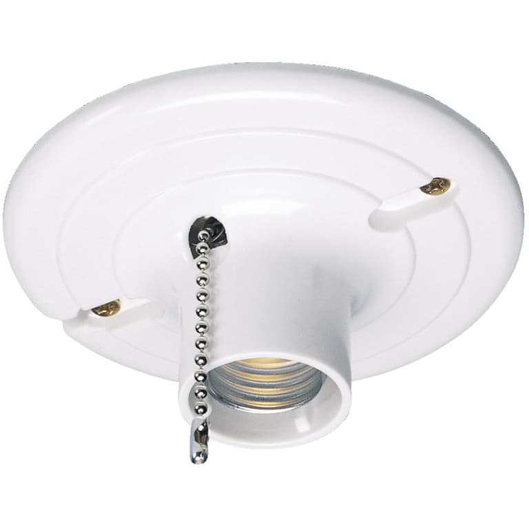 Eaton White Ceiling Light Holder with Cord Home Hardware