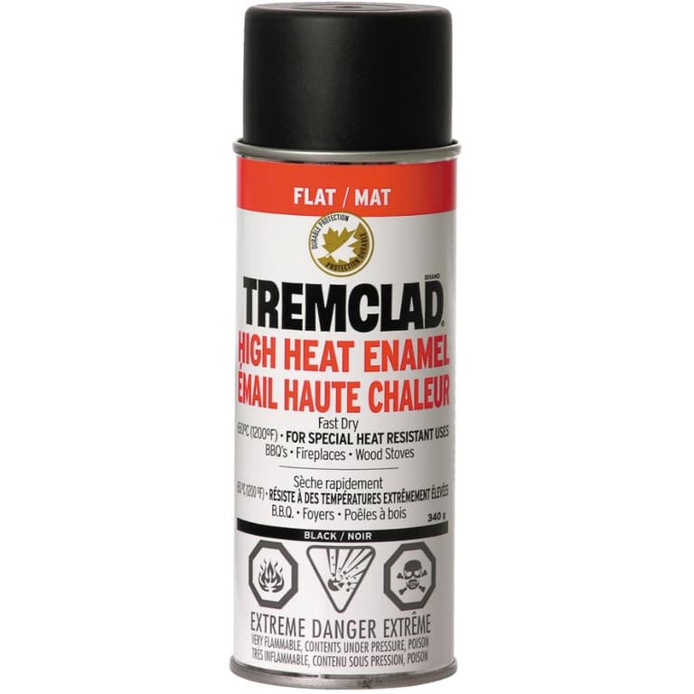 Tremclad 340g Flat Black High Heat Enamel Alkyd Paint Home Hardware