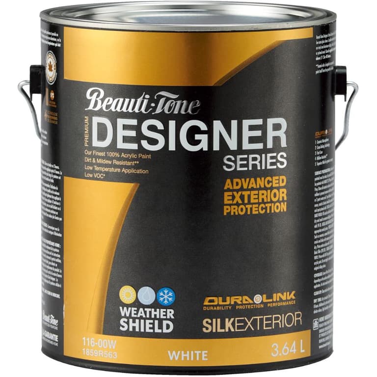 BeautiTone 3.64L Silk Finish White Exterior Latex Paint Home Hardware