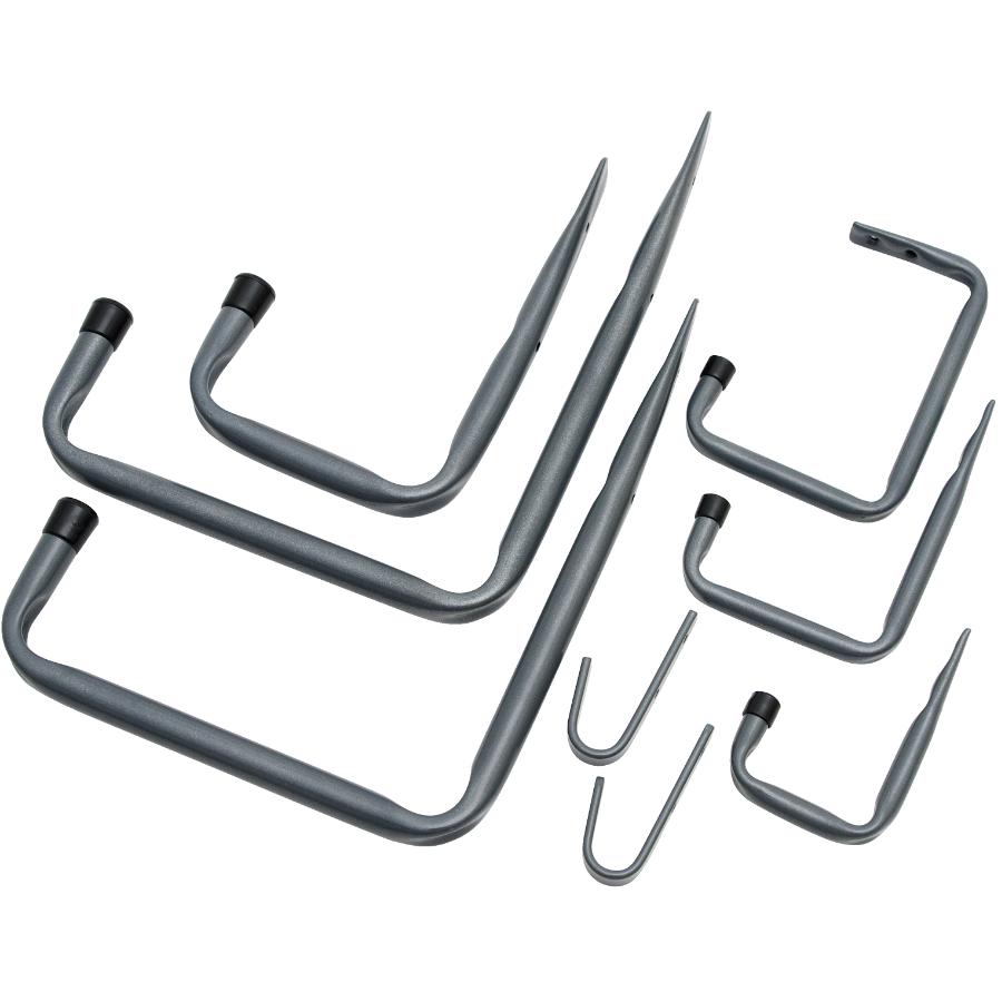 Two Red Plastic Coated Nail Type Storage Hooks Stock Photo - View #4