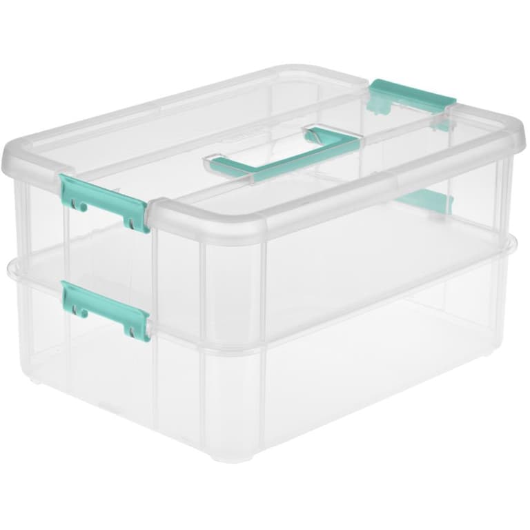 Sterilite 2 layer stack and carry storage box with handle home hardware