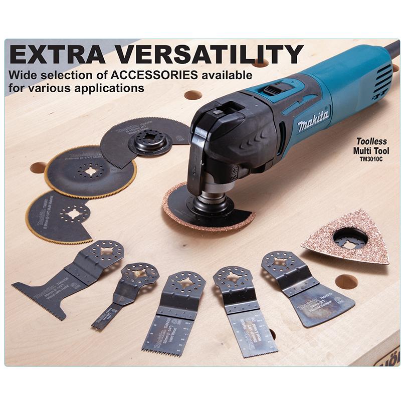 Makita TM3010C Multi-Tool – 3.0 AMP Variable Speed Oscillating Tool, Toolless Accessory Change, 6,000-20,000 OPM, For Cutting, Sanding, And Scraping