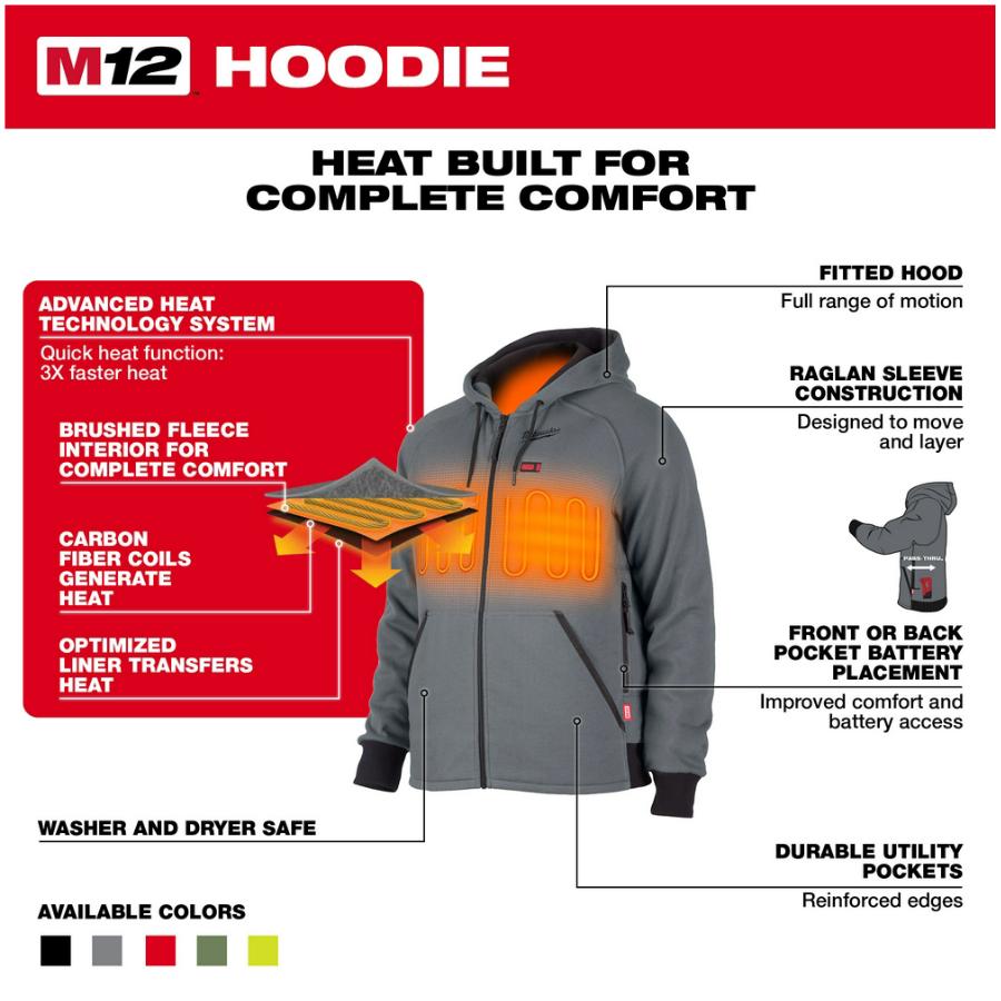 MILWAUKEE Men's M12 Heated Hoodie with Zipper Home Hardware