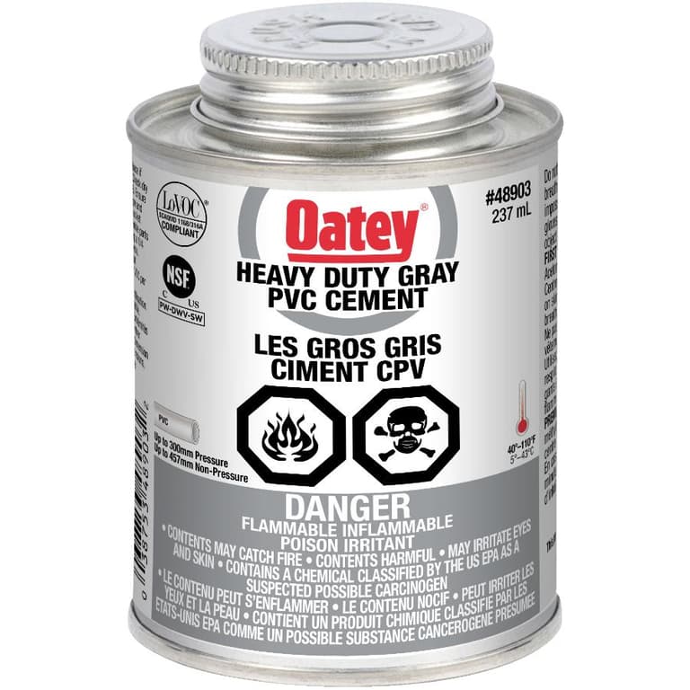 Oatey 237mL Heavy Duty Grey PVC Cement Home Hardware