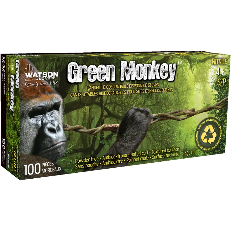 100 Pack Men's Large Green Monkey Nitrile Gloves