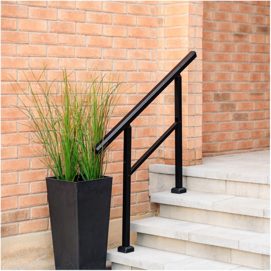 Surface Mount Handrail Nuvo Iron 3-Step Aluminum Stoop Railing Kit 48in ...