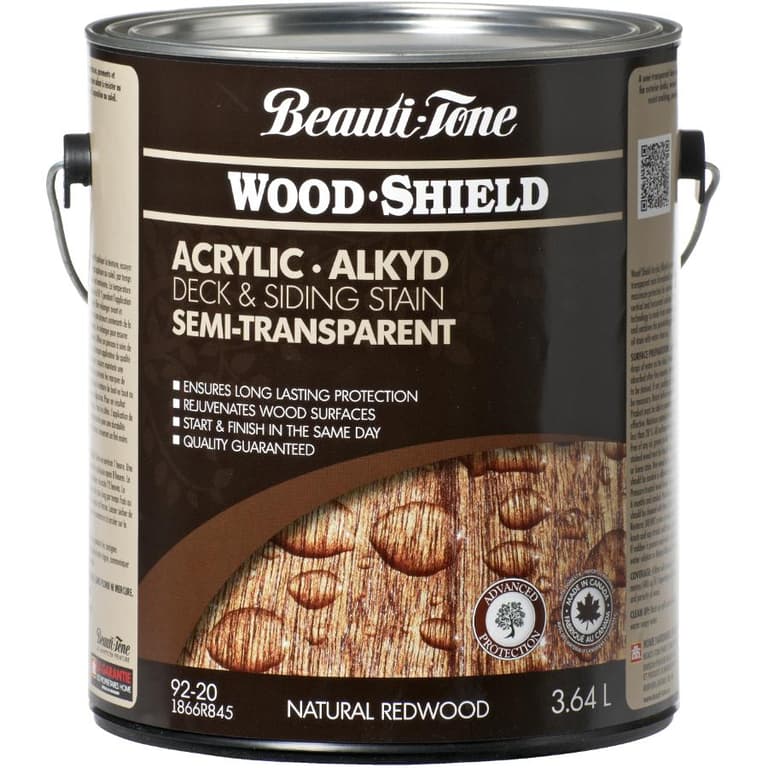 BEAUTITONE WOOD SHIELD 3.64L Semi Transparent Redwood Alkyd Acrylic Wood Stain Home Hardware
