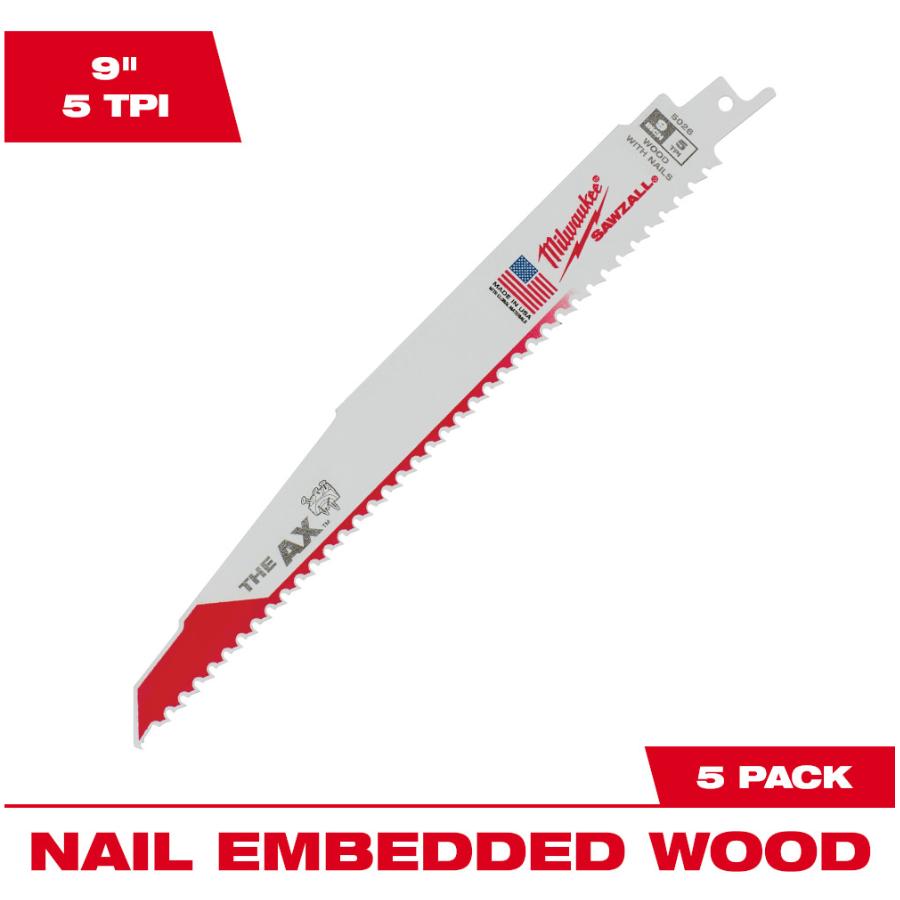 Milwaukee 48-00-5026 - Sawzall® The Ax Nail Embedded Wood Blade - 9