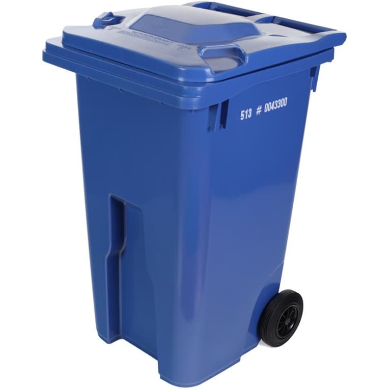 Ipl 240L Blue European Grip Curbside Garbage Can, with 8" Wheels Home
