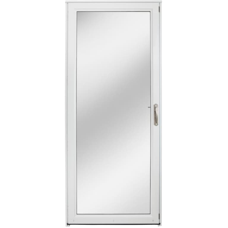 36 X 80 Left Hand White Full Lite Aluminum Storm Door