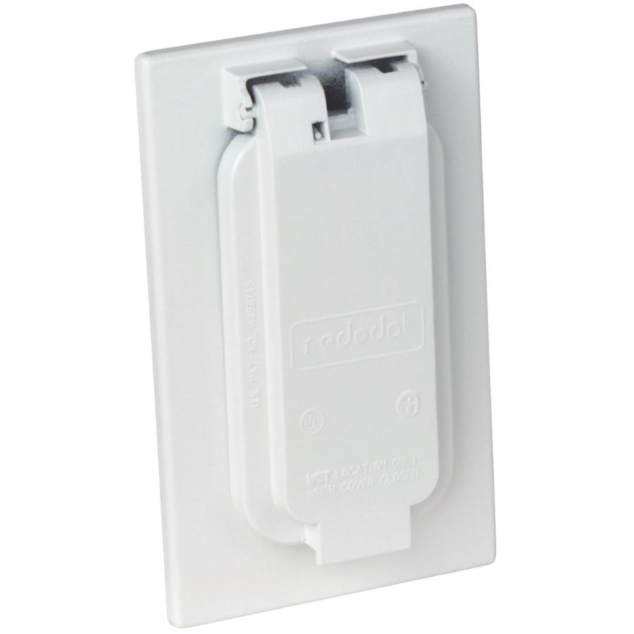 Red Dot 1 Gang Weatherproof White, Outdoor Duplex Receptacle Cover