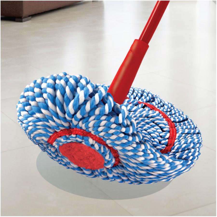 O-Cedar Recharge Microfibre MicroTwist Max - Tête Extra-Large 45,7 Cm, Élimine 99% Bactéries à L'Eau, Lavable, Pour Sols Durs
