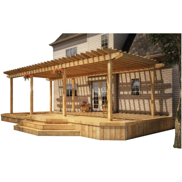 34'x15' 2x6 Pressure Treated 2 Tier Deck Package, with Pergola | Home