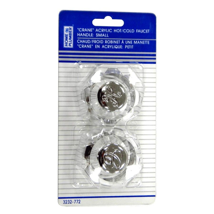 Master Plumber 138BK Medium Crane Handle Replacement – Acrylic, Non-OEM, Includes Hot/Cold Buttons & Mounting Screw