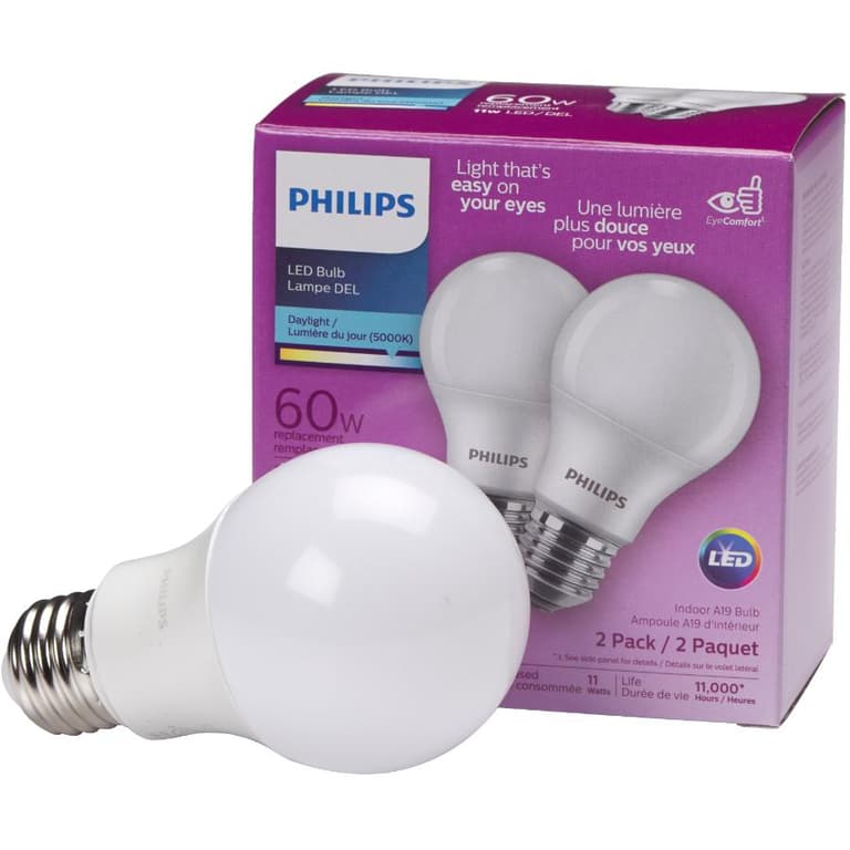 Philips 2 Pack 11W A19 Medium Base Soft White NonDimmable LED Light