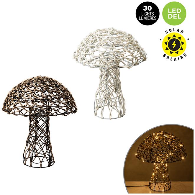 DANSON DECOR Solar LED Wicker Mushrooms | Home Hardware