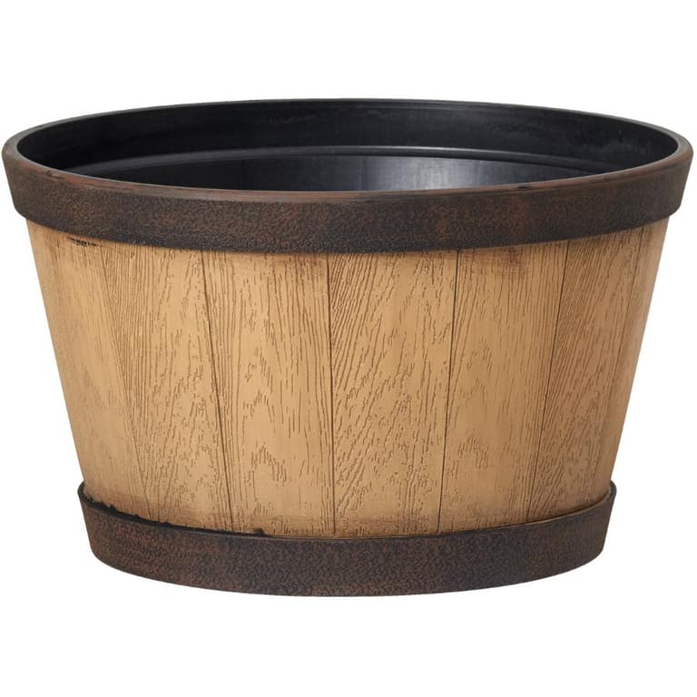 SOUTHERN PATIO 15.5" Natural Oak Whiskey Barrel Planter 